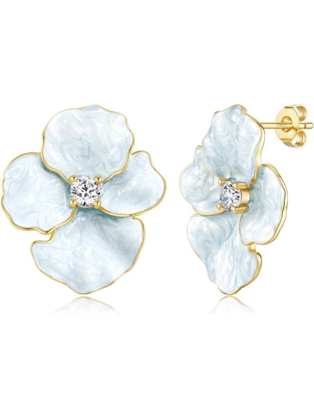Elegant 18k Gold Plated Enamel Flower Earrings for Women - Chic Fashion Jewelry